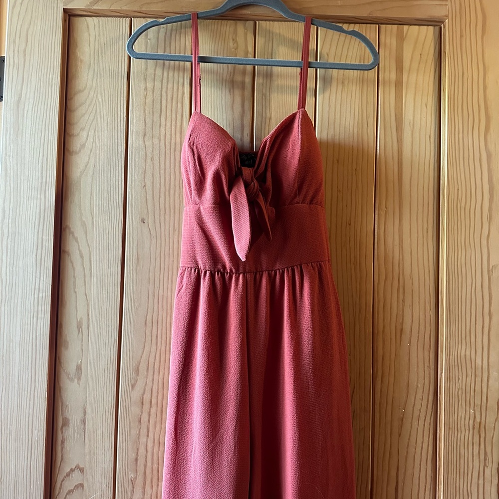 Lily Rose Terracotta Tie-Front Jumpsuit